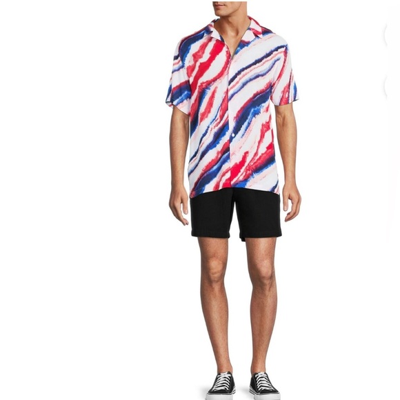 Men’s‎ lightweight Resort breezy vacation patriotic Americana button down shirt - Picture 3 of 5